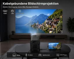 SnelShoppen - Mini-projector Draagbare HD 1080P Thuisbioscoopprojector met HDMI/USB Kabelaansluiting, Handmatige Focus, 180° Verstelbare Standaard voo — thumbnail 5