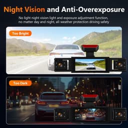 SnelShoppen - 4-Kanaals Dashcam Achteruitkijkspiegel 3.16 Inch, 1080P Auto Recorder met 4 Camera's, Nachtzicht, Bewegingsdetectie, Parkeerhulp + 64GB — thumbnail 2