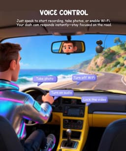 Thijox - Dashcam 2K met Spraakbesturing, Mini-Kogelfrontcamera, 360° Draaibare Houder, 32 GB SD-kaart, Wifi & App, G-sensor, NightEagle Engine, 24-uur — thumbnail 2