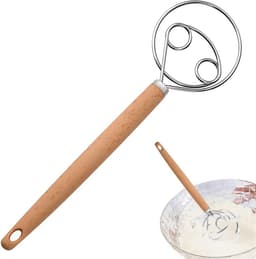 SnelShoppen - Danish Pasta Mixer, RVS Spiral Mixer met Houten Handvat, Duurzame Egg Broom, Keuken Gereedschap voor Perfecte Pasta, 1 Stuk — thumbnail 1