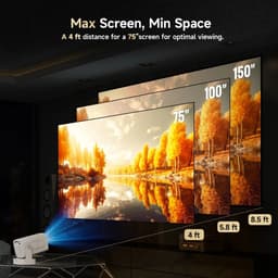 UFTA 4K Beamer Projector Native 1080P - Android 11 Dual WiFi Bluetooth 5.4 - Autofocus Keystone - 330 ANSI Thuisbioscoop - Wit — thumbnail 2