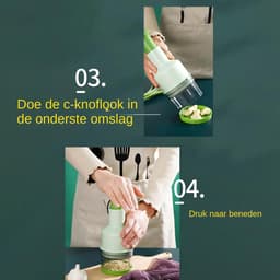 Voedselhakker Handmatig - Keukenhakker Compact - Ingrediënten Snel Snijden - Energiezuinig Ontwerp - 500ml Capaciteit - Zwart Wit — thumbnail 2