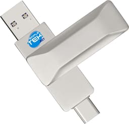 Draagbare SSD Stick - Externe Opslag USB Geheugen - Bestanden Overzetten - Dubbele USB-A en USB-C - 1 TB - Zilver — thumbnail 2