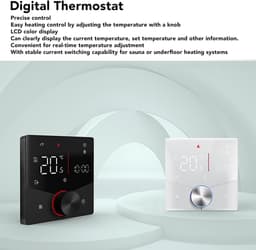 Digitale Thermostaat - Slimme Regelaar - Temperatuur Regelen - Nauwkeurige Controle - LCD Display - Zwart — thumbnail 4