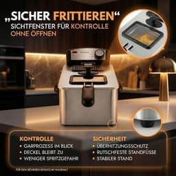 Friteuse met Olie - Huishoudelijke Friteuse - Thuis Frituren - Direct Verwarmings Element - 3 Liter - Zilver — thumbnail 2
