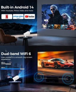 Draagbare Projector - Compact - 4K Ondersteuning - 180° Draaibaar - Voor Thuisbioscoop en Buitengebruik — thumbnail 4