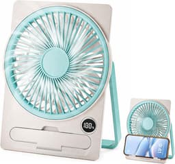 Solvix tafel ventilator geluidloos - Oplaadbare USB Ventilator - Blauw - Draaibare Houder - Stil en Energiezuinig - Voor Thuis, Camping en Reizen — thumbnail 1
