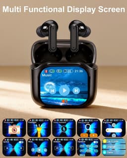Vertaler hoofdtelefoon - vertaaltingshoofdtelefoon met real-time vertaling, in-ear vertaling, oordopjes met touchscreen, 156 talen koptelefoon, vertaler - real-time met ANC-microfoon en app voor — thumbnail 4