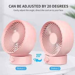 Tafelventilator, USB-ventilator, mini-ventilator – klein, stil, traploos regelbare snelheid, 20° verstelbaar, geluidsarm, eenvoudig mee te nemen (voor kantoor of thuis) — thumbnail 2
