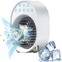 Oplaadbare USB-airco / Draagbare aircoventilator / Verdampingskoeler voor kantoor / Stille bureau-airco met verlichting in 7 kleuren & 3 snelheden / Luchtbevochtiger & vernevelaar voor thuis — thumbnail 1