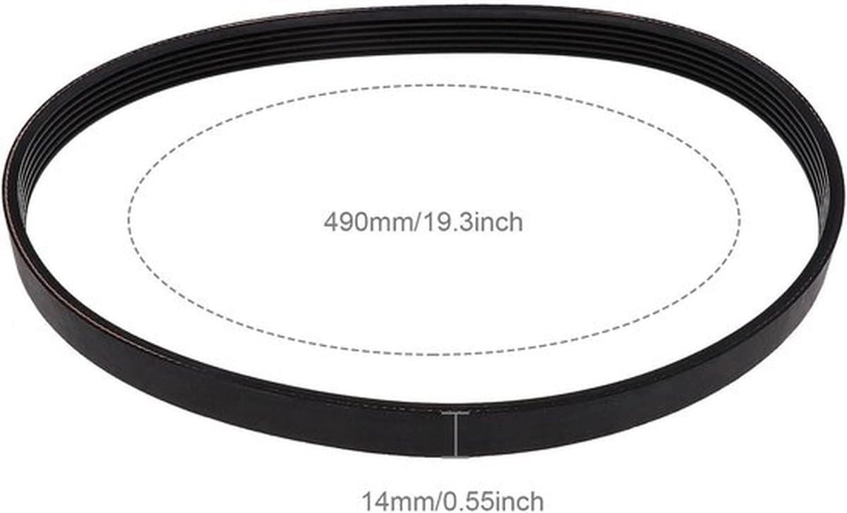 Aandrijfriem Rubber 14mm Breedte - Gesloten Lus - 490mm Omtrek - Compatibel met Qualcast M2E1032M/M2E1232M - Duurzaam - Slijtvast - Grasmaaierriem — afbeelding 1