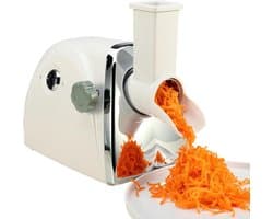 Elektrische Groentesnijder - Keukenmachine Rasp - Snel Ingrediënten Bereiden - 3 RVS Rasptrommels - 4kg - Zilver