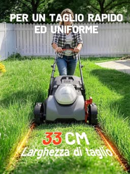Accu grasmaaier 33 cm - 20 V, 200 m² - 30 L opvangbak - ideaal voor kleine tuinen - ShopVlot — thumbnail 3