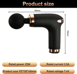 SnelShoppen - Massagepistool, spier-percussie-massageapparaat, stil elektrisch massagepistool, 6 snelheden, 4 massagekoppen, ideaal voor schouders, li — thumbnail 5