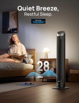 Torenventilator - Staande ventilator - Stille koeling - Met afstandsbediening - 1016 cm hoog - Wit — thumbnail 4
