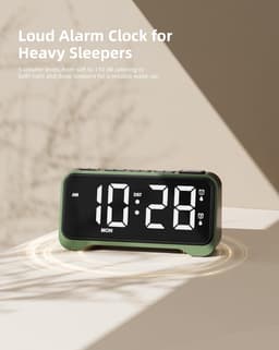Digitale Wekker - LED Klok - Wakker Worden - Dubbel Alarm - 7 Inch Display - Groen — thumbnail 4