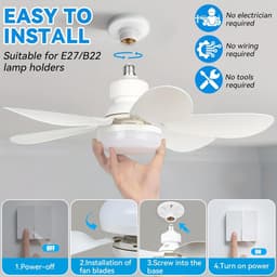 Killogood Plafondventilator met licht en afstandsbediening - 52 cm - 40 W - LED-plafondventilator met E27-fitting - 3 dimstanden - 3 snelheden - timerfunctie - voor woonkamer en slaapkamer. — thumbnail 5