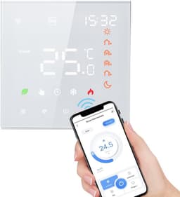Slimme WiFi Thermostaat - Programmeerbare Thermostaat - Verwarming Regelen - Spraakbesturing - 16A - Wit — thumbnail 1