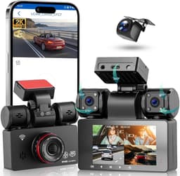 Dashcam voor auto - Zwart - 10 x 5 x 5 cm - 360° 4 Camera's met 2K Nachtzicht en Wifi - Voor Veilig Rijden — thumbnail 1