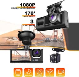 Dashcam voor auto - Zwart - 10,5 x 4,2 cm - 3 Camera's met Nachtzicht en G-sensor - Voor Veilig Rijden — thumbnail 2