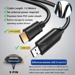 Externe USB 3.0 naar HDMI Adapter Kabel 1.5m voor 2 Schermen - 1080p Full HD — thumbnail 2