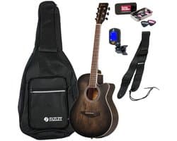 Westerngitaar - incl. gigbag, stemapparaat, band en plectrum - Zwart Fazley W55-COL-BK-EQ
