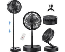 KZQ Draagbare Ventilator Met Afstandsbediening - Staande Ventilator Met 4 Windsnelheden - Timer En Nachtstand - Energiebesparend - Voor Koeleffect In Huis En Kantoor - Zwart — afbeelding 1