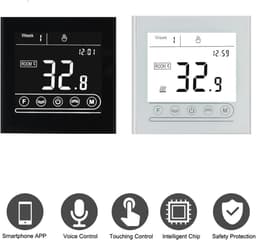 Slimme Thermostaat - Temperatuurregelaar Vloerverwarming - Energie Besparen - Wifi Bediening - 86x86mm - Wit — thumbnail 3