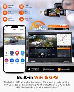 Dual Dashcam - 2,7K/1080P - Ingebouwd Nachtzicht - GPS en WiFi - Voor Auto's — thumbnail 5