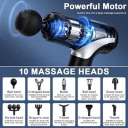 Massagepistool mini - draagbaar met lcd-display - 10 koppen - verlichting van spierpijn - ShopVlot — thumbnail 2