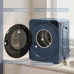 Sogiol® Compacte wasdroger met ventilatie - 1000W elektrische droger - 5 kg capaciteit - 5 droogstanden - roestvrijstalen trommel - blauw — thumbnail 2