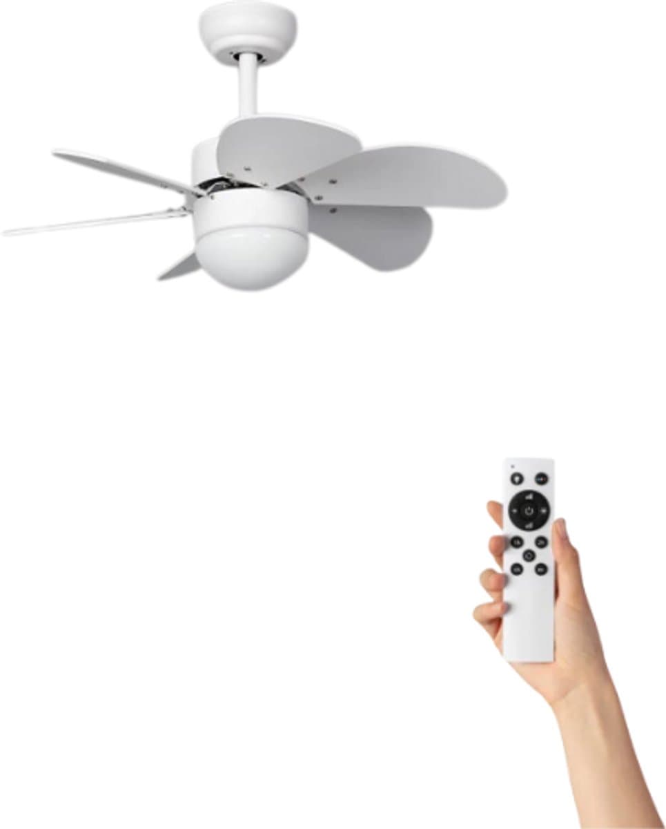 Fantiluxe - Orejo - Plafondventilator met verlichting - Wit - Ø81cm - Afstandsbediening - Met lamp - Plafond ventilator - Slaapkamer — afbeelding 1