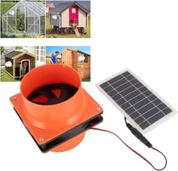 Zonne-afvoerventilator Kit - Zonneventilator Afzuiger - Efficiënte Ventilatie - Geïntegreerd Zonnepaneel - 10W Paneel - Zwart Oranje — thumbnail 2