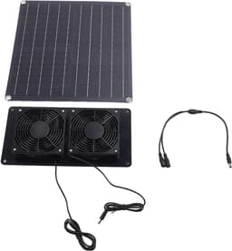 Zonneventilator - Afzuigventilator Ventilator - Luchtcirculatie Optimaliseren - IP67 Waterdicht - 39D x 35W x 5H cm - Zwart — thumbnail 2