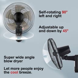 Wandventilator - Muurventilator Elektrische Ventilator - Ruimte Koelen - Afstandsbediening - 18 Inch - Goud — thumbnail 2