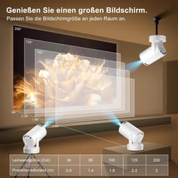 videoprojector 2026, mini-projector, ondersteunt 4K met wifi 6 en Bluetooth 5.4, Android 14, 180 graden draaibaar, 12000 lumen, geïntegreerde 5 W hifi-luidspreker, thuisbioscoop, wit — thumbnail 5