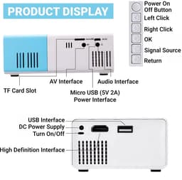 SnelShoppen - YG300 Mini-videoprojector, Mini-led-beamer, 1080P Full HD Overheadprojector, LED Thuisbioscoop, Compatibel met Smartphone, Tablet, Lapto — thumbnail 2