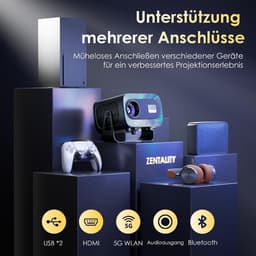 Mini Beamer - Draagbare Projector - Thuisbioscoop Creëren - Automatische Beeldcorrectie - 1000 Lumen - Grijs — thumbnail 4