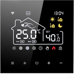 Slimme thermostaat - Temperatuurregelaar - Comfort regelen - App en spraakbesturing - 86x86mm - Zwart — thumbnail 1