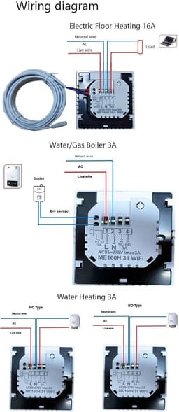 Slimme Thermostaat - Temperatuurregelaar - Verwarming Regelen - Kleurenscherm Interface - 86 x 86 mm - Zwart — thumbnail 5