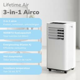 Mobiele Airco - Airconditioner Koeler - Ruimte Koelen - 3-in-1 Functie - 9000 BTU - Wit — thumbnail 3