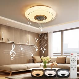 Plafondlamp met Luidspreker - Muziek Lamp - Verlichten en Muziek Afspelen - Art Deco Stijl - 48 watt - Wit — thumbnail 4