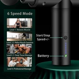 Massagepistool voor diep weefsel, rug- en nekmassageapparaat voor verlichting van pijn in het diepe weefsel, elektrisch spiermassagepistool voor de rug, handmassageapparaat, zwart — thumbnail 5