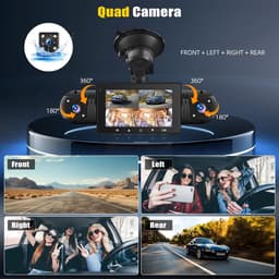 SnelShoppen - 360° Dashcam Auto Achter 4 Kanalen Boordcamera met APP-bediening, Nachtzicht, Videolus, G-Sensor en Parkeerhulp — thumbnail 3