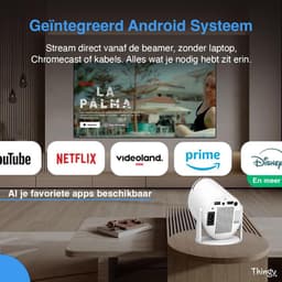 SnelShoppen - Ultra Mini Beamer 4K Projector met WiFi 6 & Bluetooth 5.4 - Inclusief HDMI Kabel, Lange Voedingskabel & Batterijen - Geschikt voor iOS e — thumbnail 2