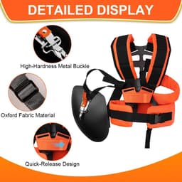 SnelShoppen - Universele Verstelbare Grasmaaierharnas met Padding, Comfortabele Dubbele Schouderband voor Grasmaaier en Bosmaaier, Zwart Oranje met Ve — thumbnail 2