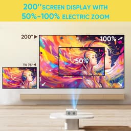 SnelShoppen - Smart Mini Beamer met Android, Draagbare Full HD 1080P Projector, WiFi6 Bluetooth 5.2, 50% Zoom, 200 Inch Display voor Thuisbioscoop, Ca — thumbnail 5