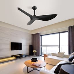 Ventilator FloraGrace – 132 cm – 6 Snelheden Met Afstandsbediening – ABS – Zwart – Plafondventilator Zonder Verlichting Met Omkeerbare DC Motor — thumbnail 1