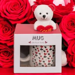 Mok met Hart en Pluche Teddybeer - 380 ml Koffiemok, Theebeker, Aardewerk Handvat, Souvenir voor Verliefden — thumbnail 3