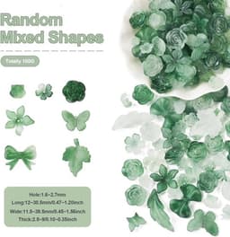100 gram groene matte acryl kralen mix met bloemen, bogen, vlinders en bladeren voor het maken van unieke DIY sieraden en creatieve projecten — thumbnail 2